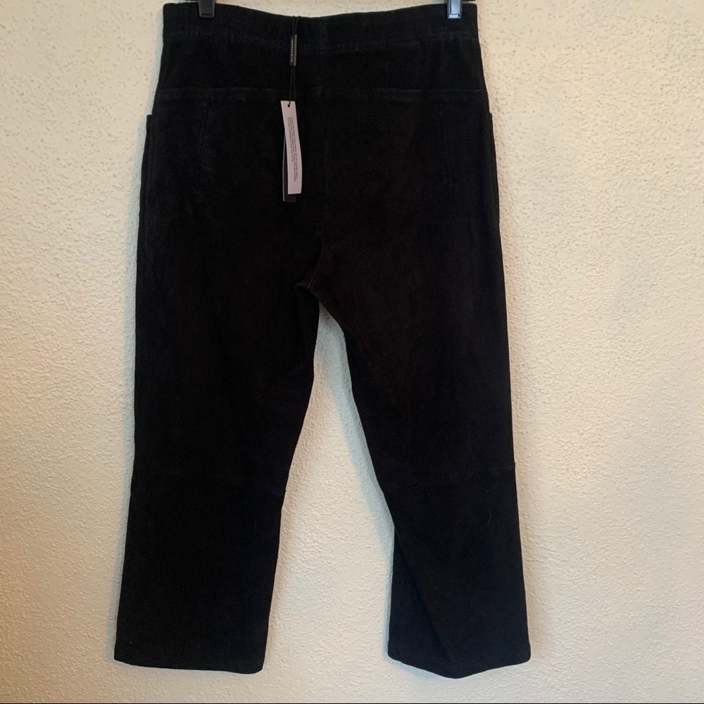 NWT ELIE TAHARI Robina Black Suede Leather Cropped Pants | $995 Retail | Size 10 - Picture 5 of 7